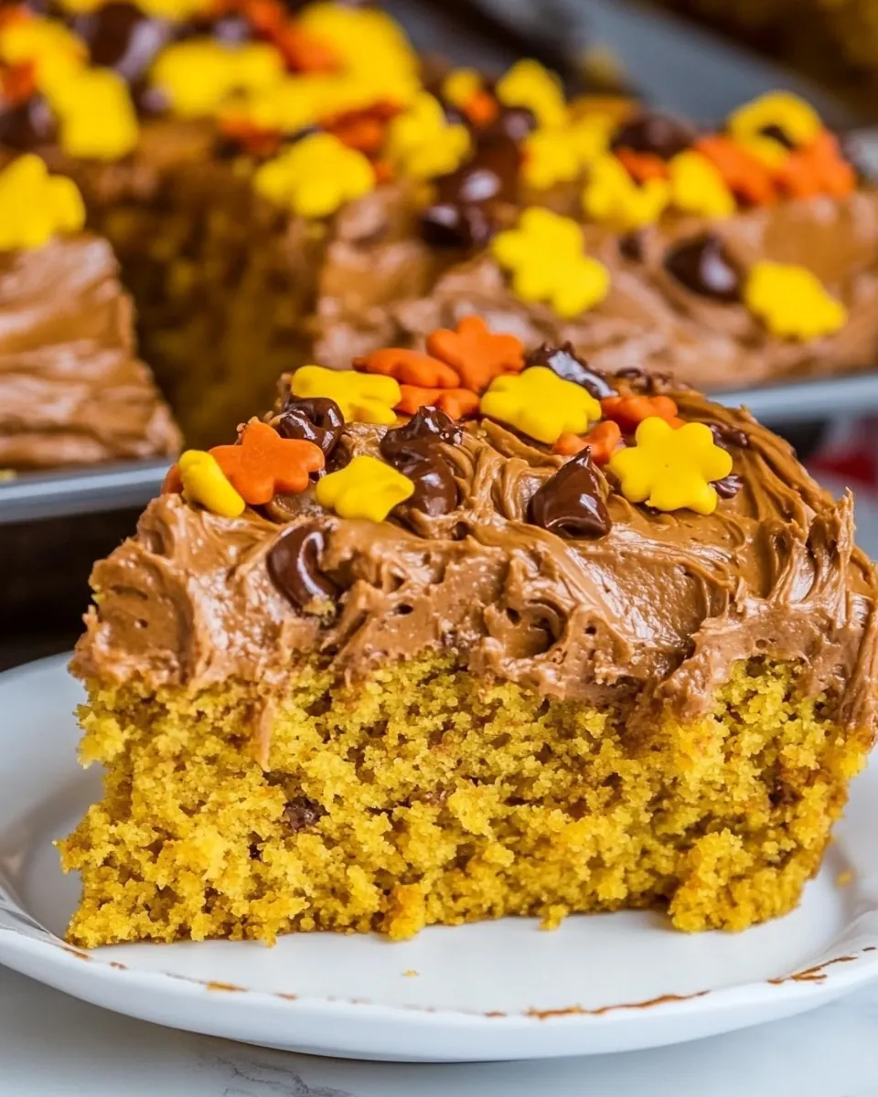 Pumpkin Sheet Cake with Nutella Cream Cheese Frosting