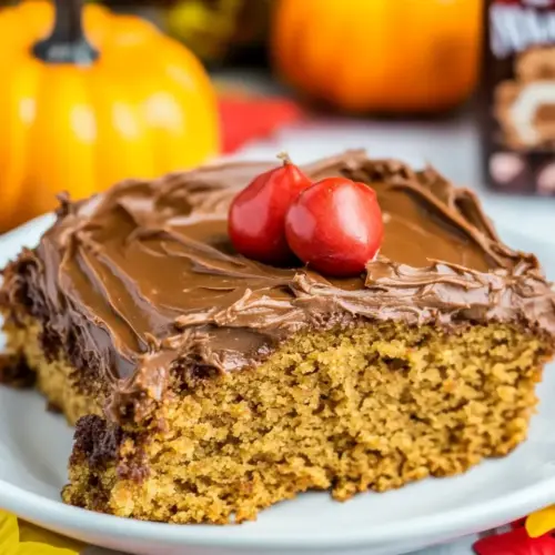 Pumpkin Sheet Cake with Nutella Cream Cheese Frosting
