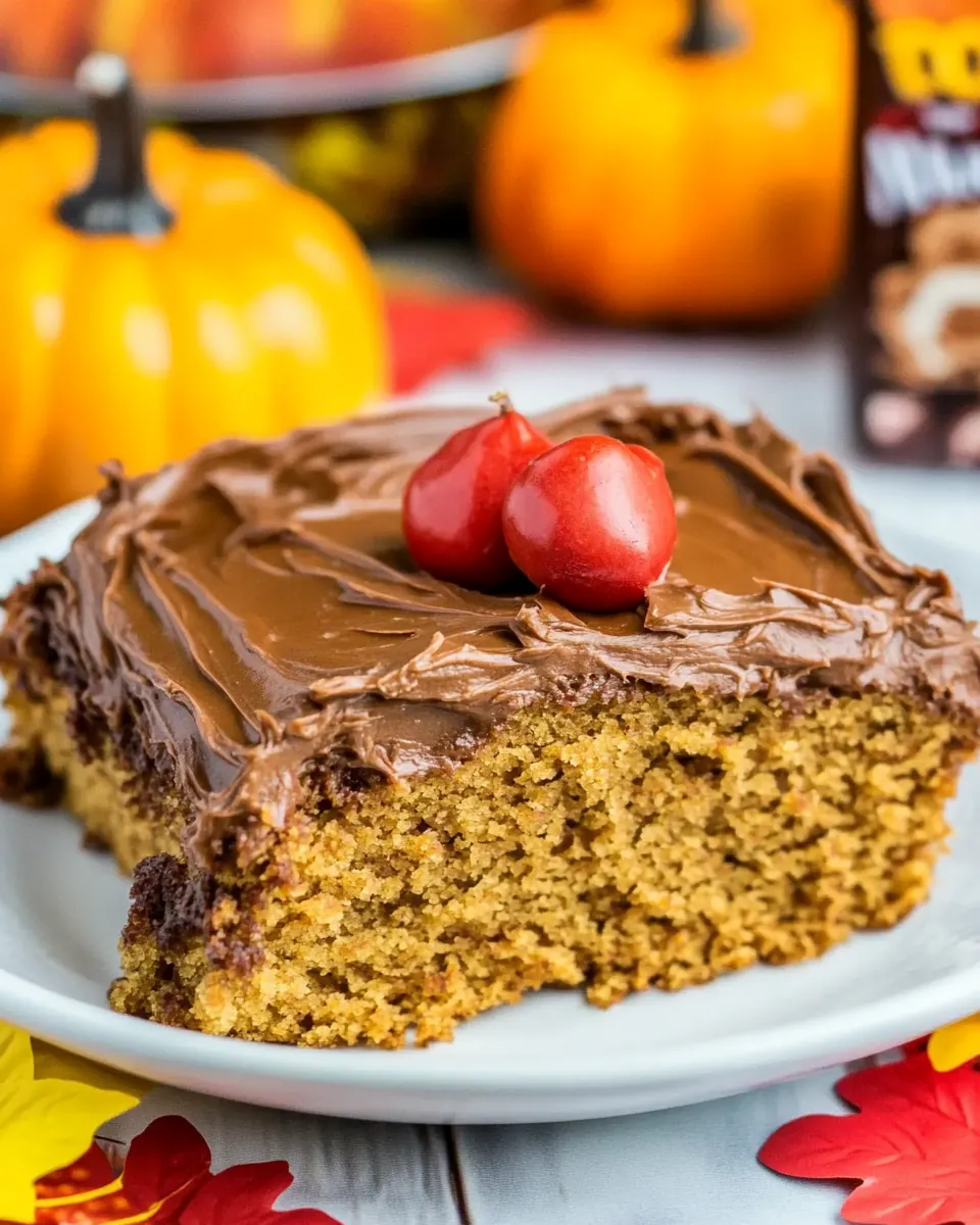 Pumpkin Sheet Cake with Nutella Cream Cheese Frosting