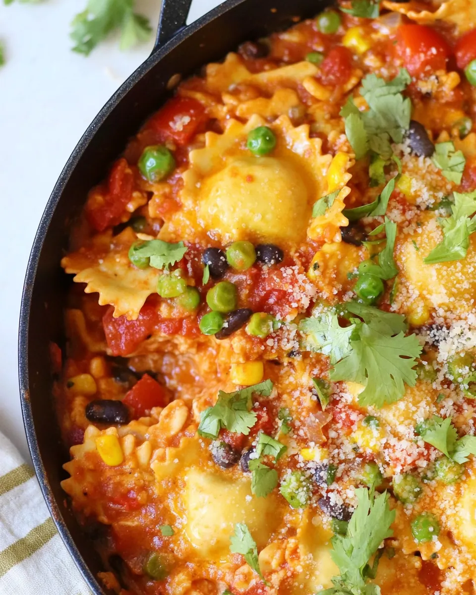 Quick Easy Southwest Ravioli Skillet Pasta