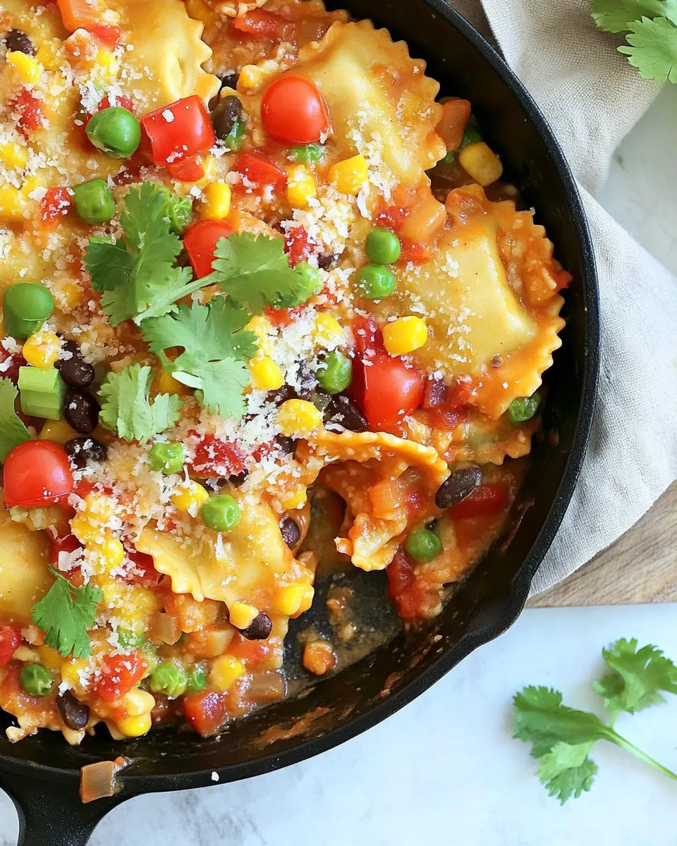 Quick Easy Southwest Ravioli Skillet Pasta