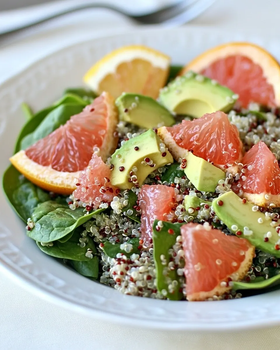Quinoa Salad with Spinach Grapefruit Avocado