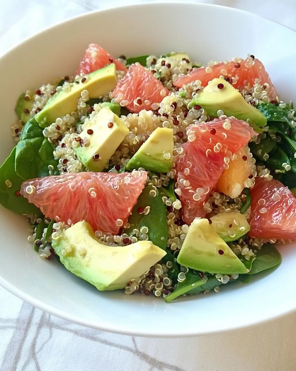 Quinoa Salad with Spinach Grapefruit Avocado