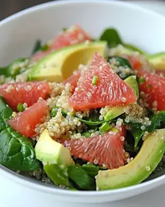 Quinoa Salad with Spinach Grapefruit Avocado