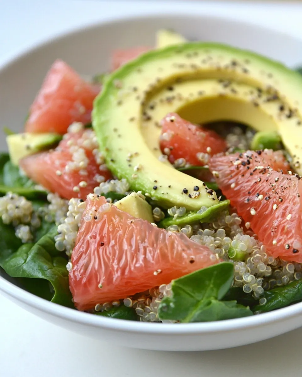 Quinoa Salad with Spinach Grapefruit Avocado