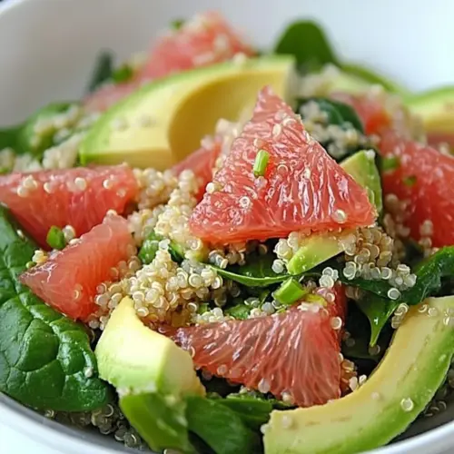 Quinoa Salad with Spinach Grapefruit Avocado