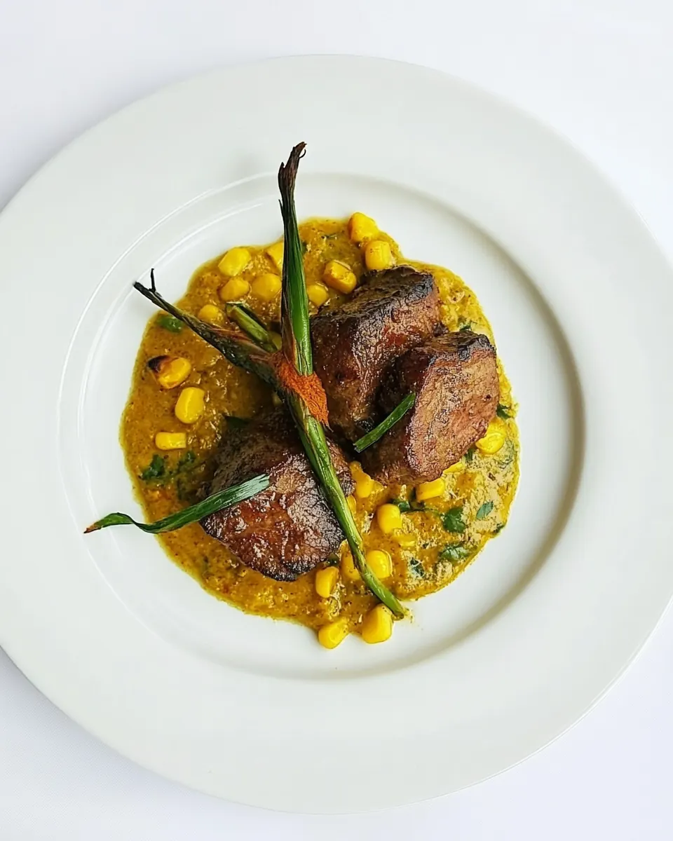 Rajasthani Roast Rump of Lamb with Corn Sauce