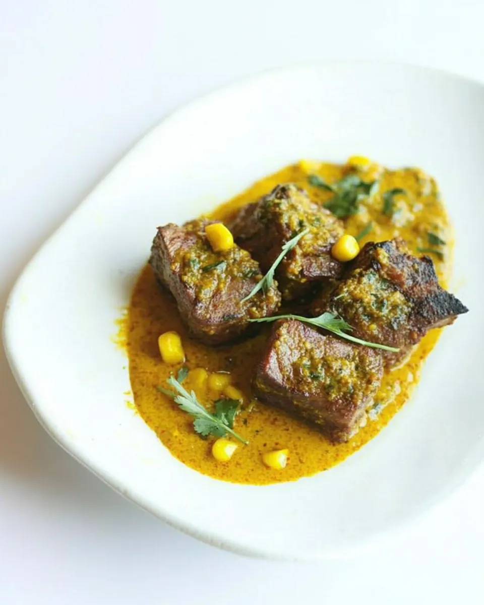 Rajasthani Roast Rump of Lamb with Corn Sauce