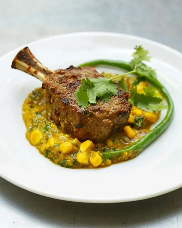 Rajasthani Roast Rump of Lamb with Corn Sauce