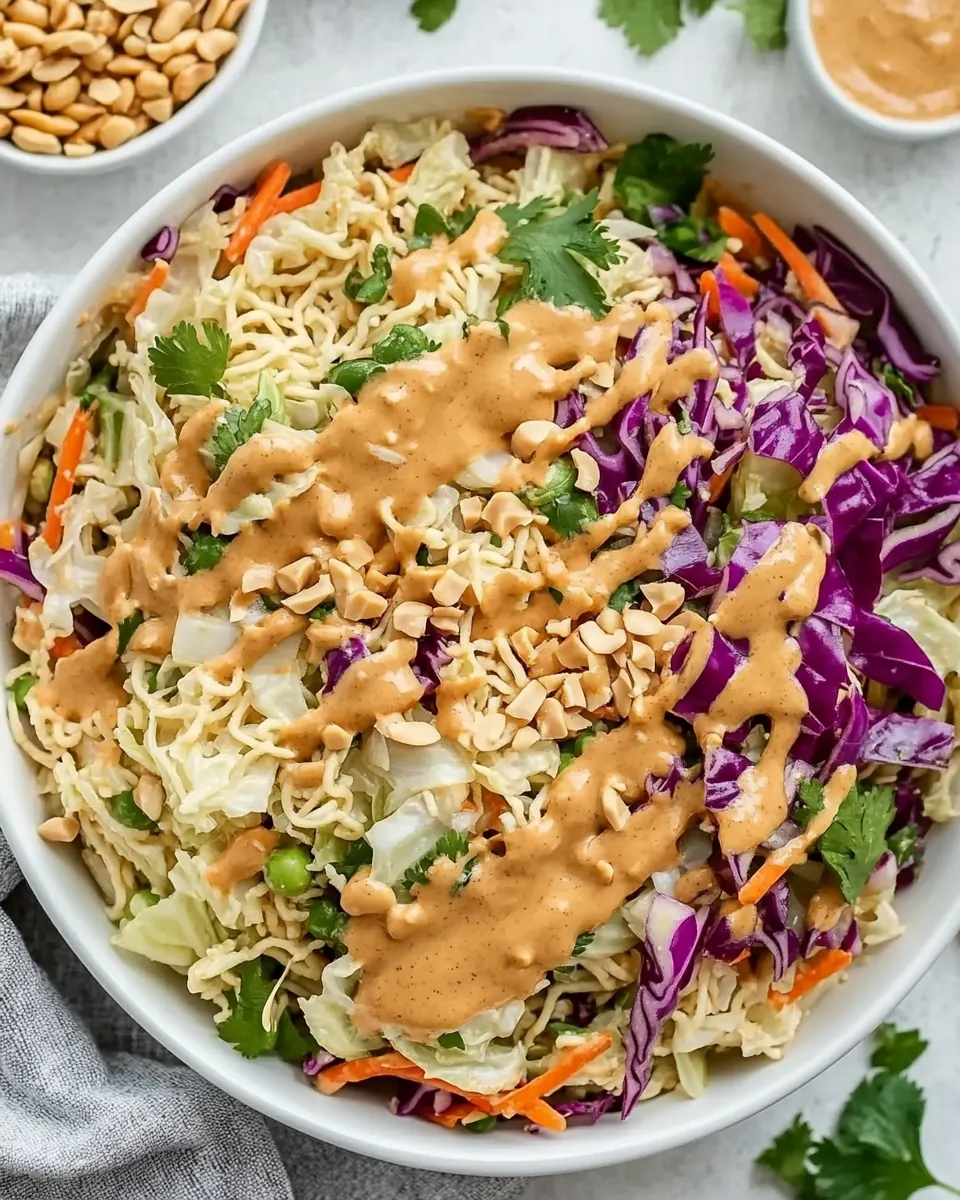 Ramen Cabbage Salad with Peanut Dressing