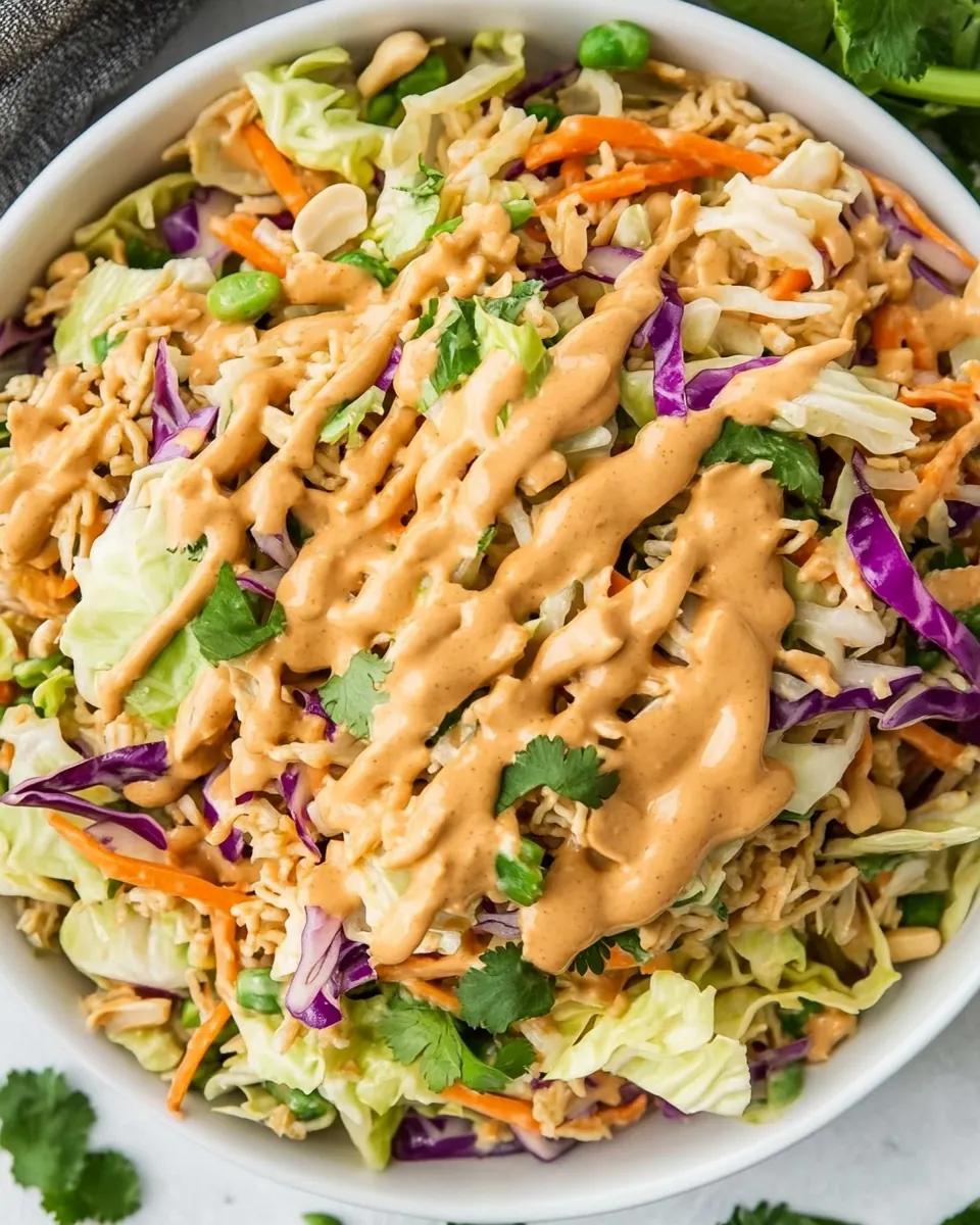 Ramen Cabbage Salad with Peanut Dressing
