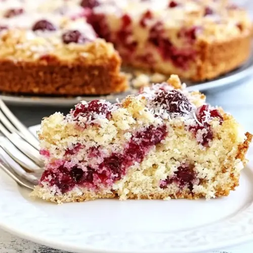 Raspberry Coconut Cake with Coconut Streusel