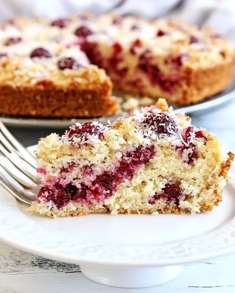 Raspberry Coconut Cake with Coconut Streusel