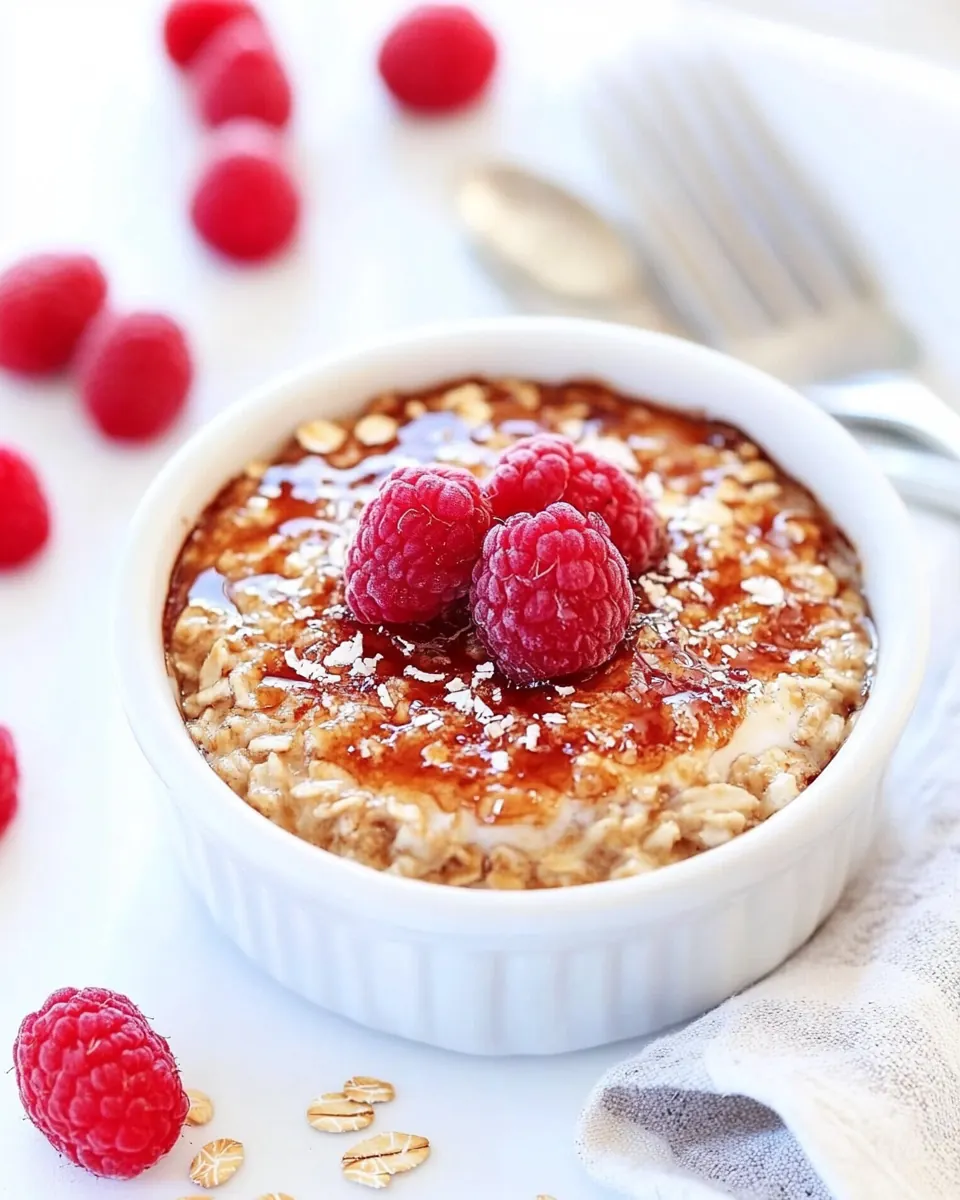 Raspberry Coconut Creme Brulee Oatmeal