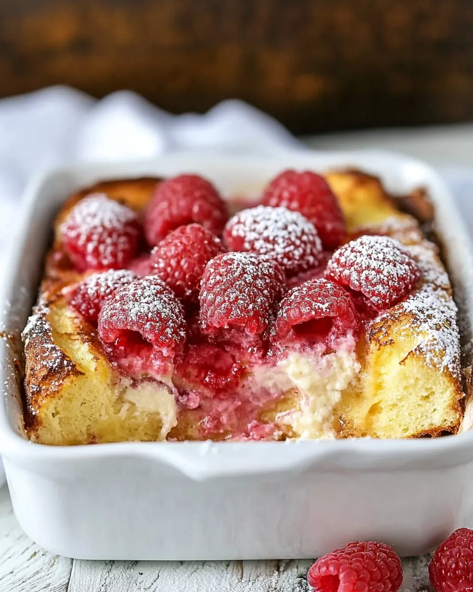 Raspberry Mascarpone French Toast Casserole