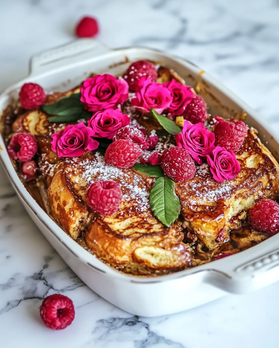 Raspberry Rose Baked French Toast