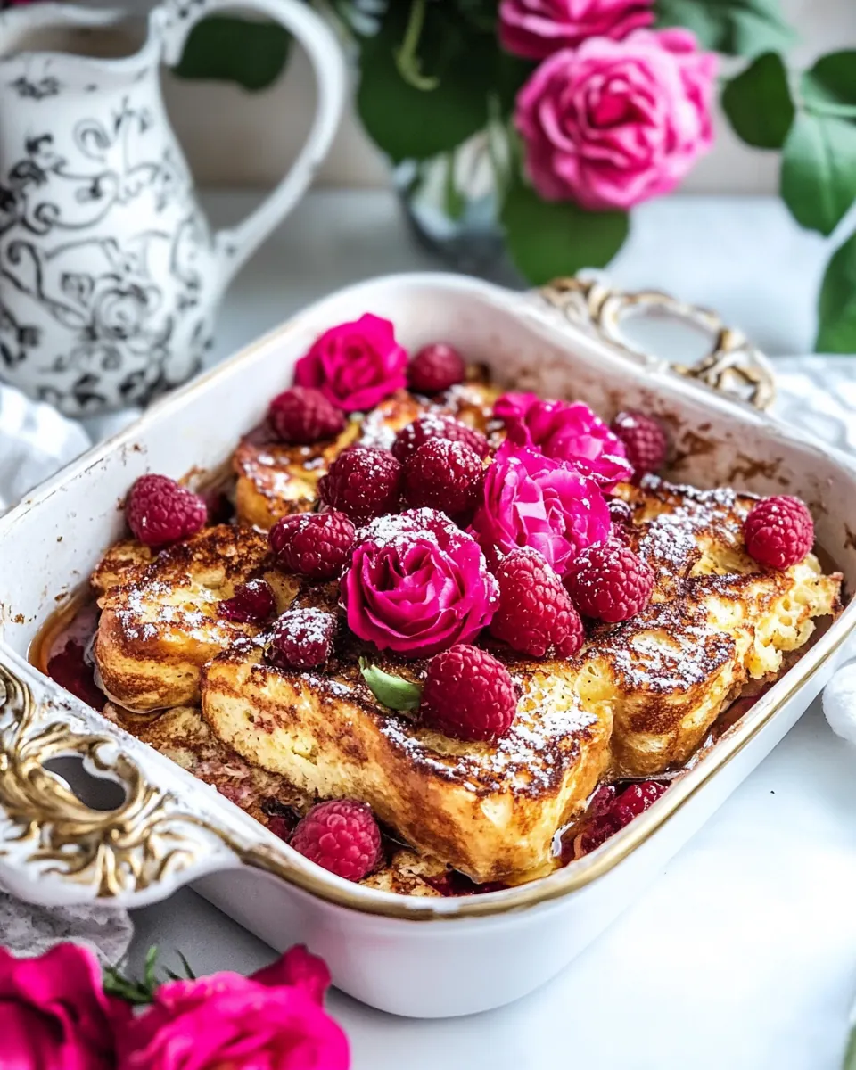 Raspberry Rose Baked French Toast
