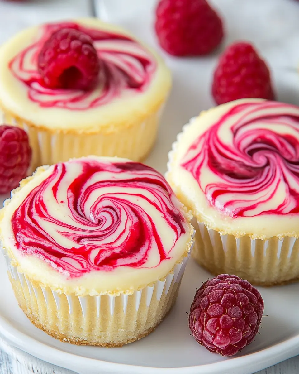 Raspberry Swirled Mini Cheesecakes