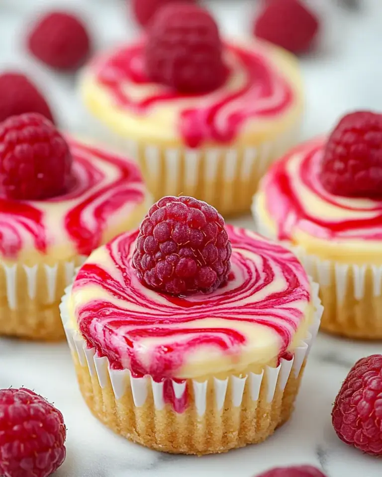 Raspberry Swirled Mini Cheesecakes