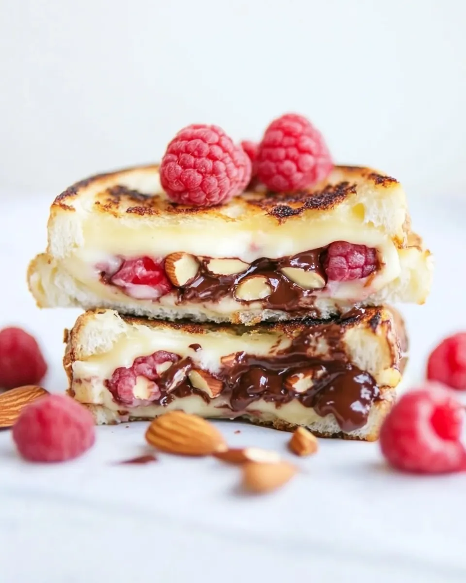 Raspberry and Chocolate With Almonds Grilled Cheese