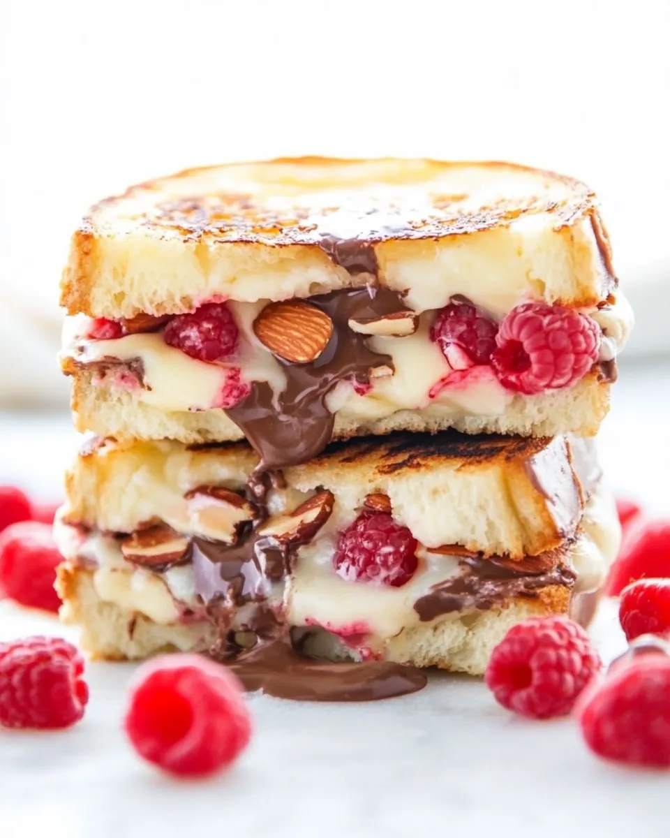 Raspberry and Chocolate With Almonds Grilled Cheese