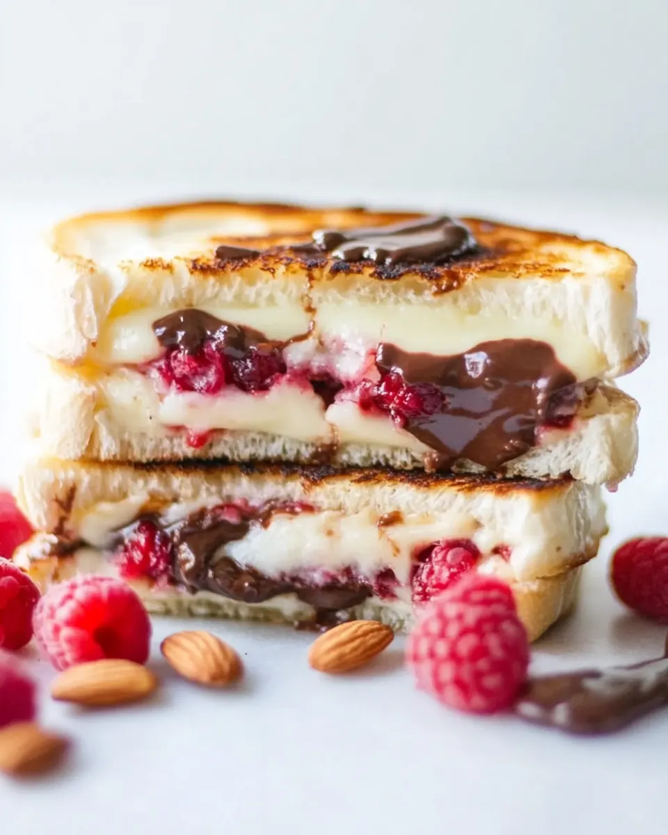 Raspberry and Chocolate With Almonds Grilled Cheese