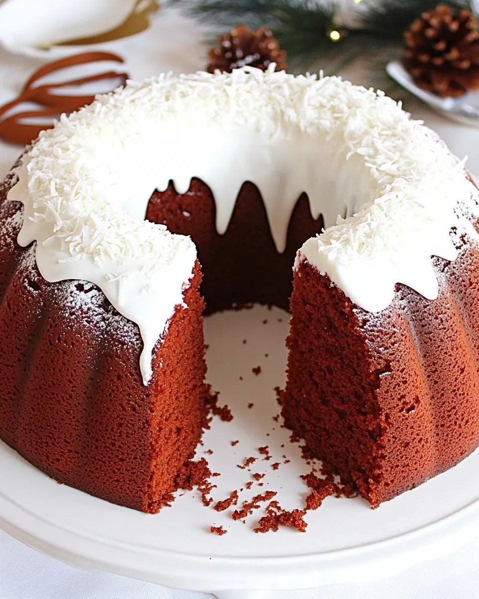 Red Velvet Angel Food Cake with Coconut Cream Cheese Glaze