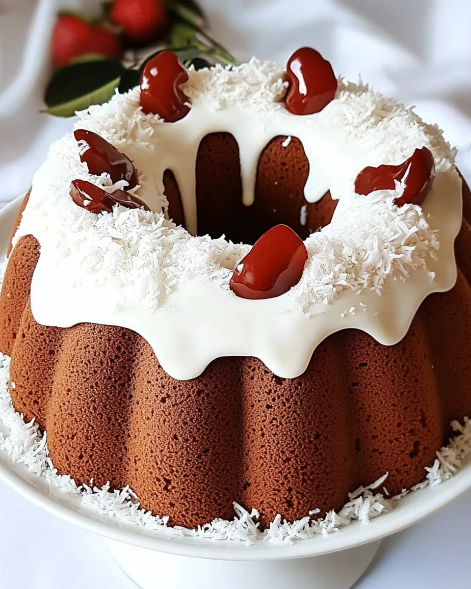 Red Velvet Angel Food Cake with Coconut Cream Cheese Glaze