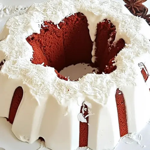 Red Velvet Angel Food Cake with Coconut Cream Cheese Glaze