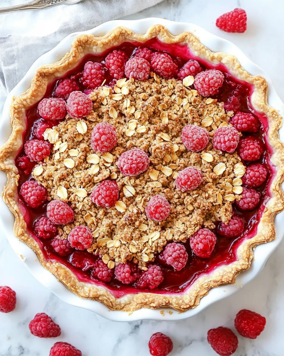 Rhubarb and Raspberry Pie With Oatmeal Crumble