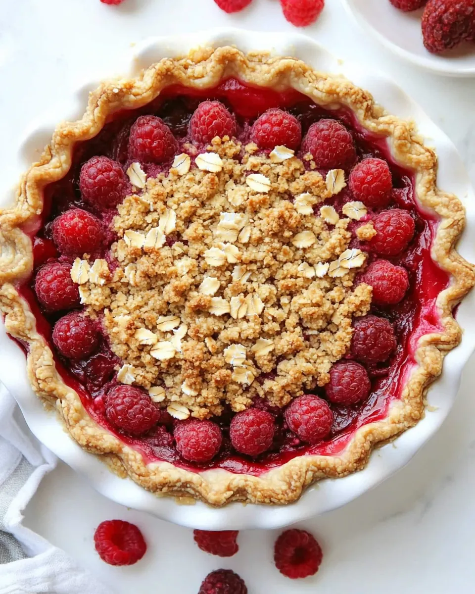 Rhubarb and Raspberry Pie With Oatmeal Crumble