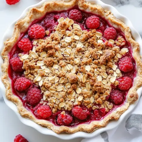 Rhubarb and Raspberry Pie With Oatmeal Crumble