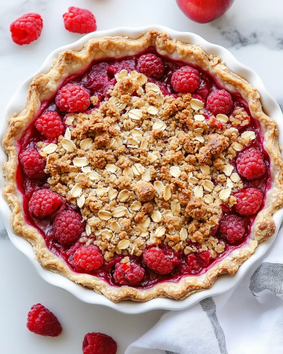 Rhubarb and Raspberry Pie With Oatmeal Crumble