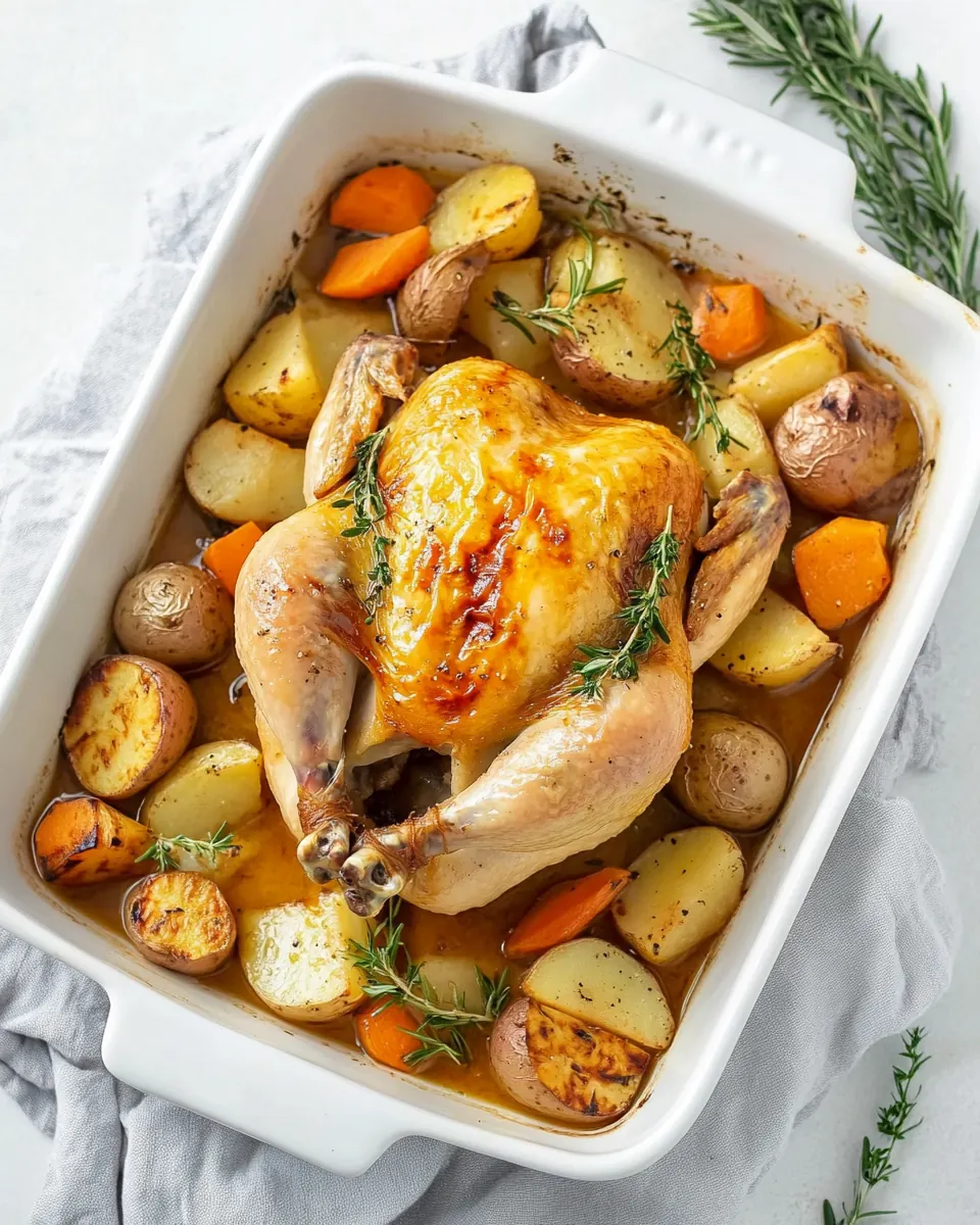 Roast Chicken With Vegetables and Potatoes