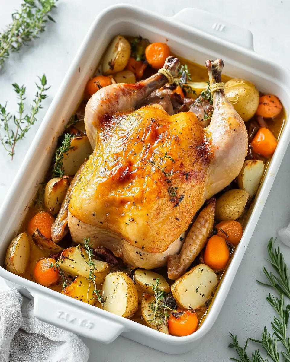 Roast Chicken With Vegetables and Potatoes