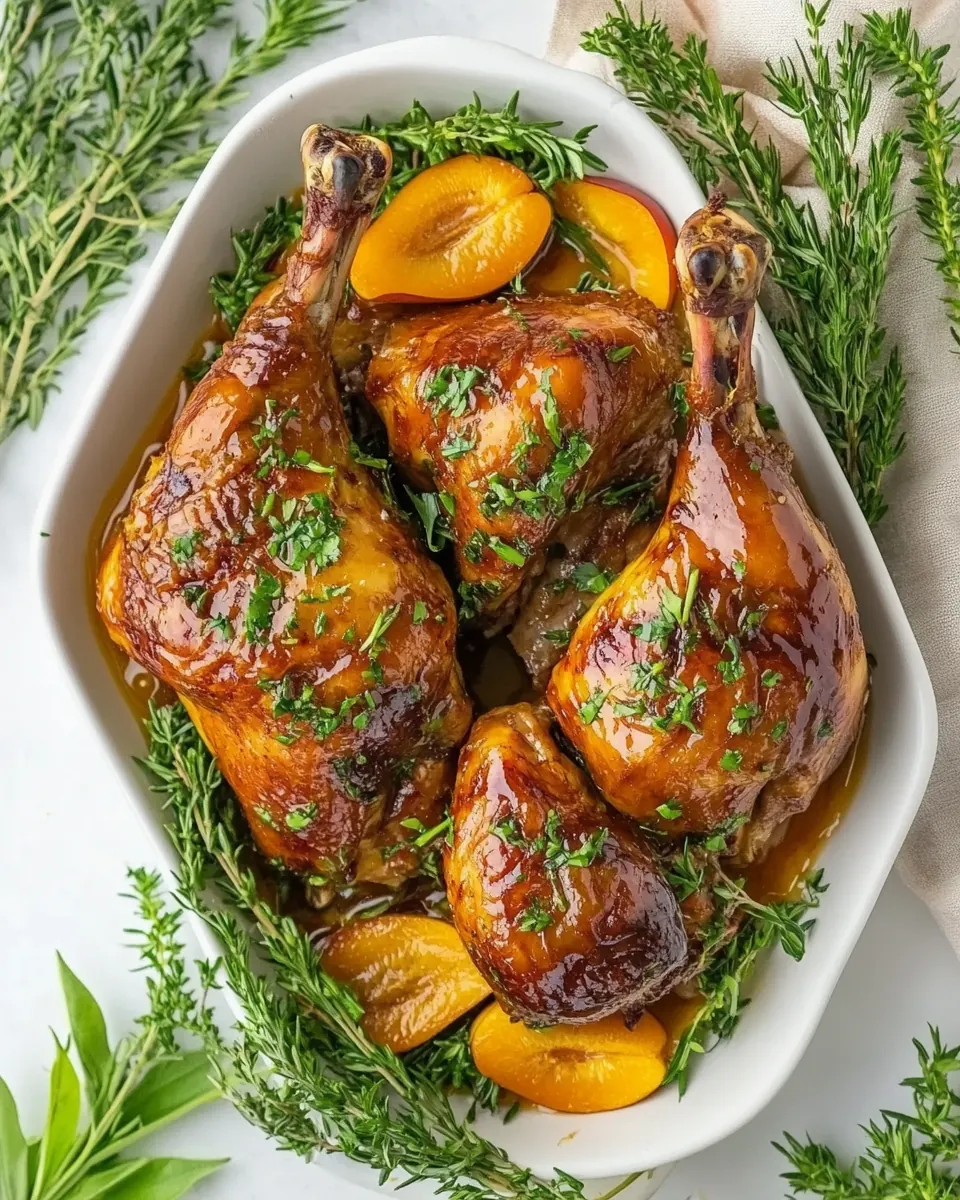 Roasted Apricot Ginger Glazed Game Hens