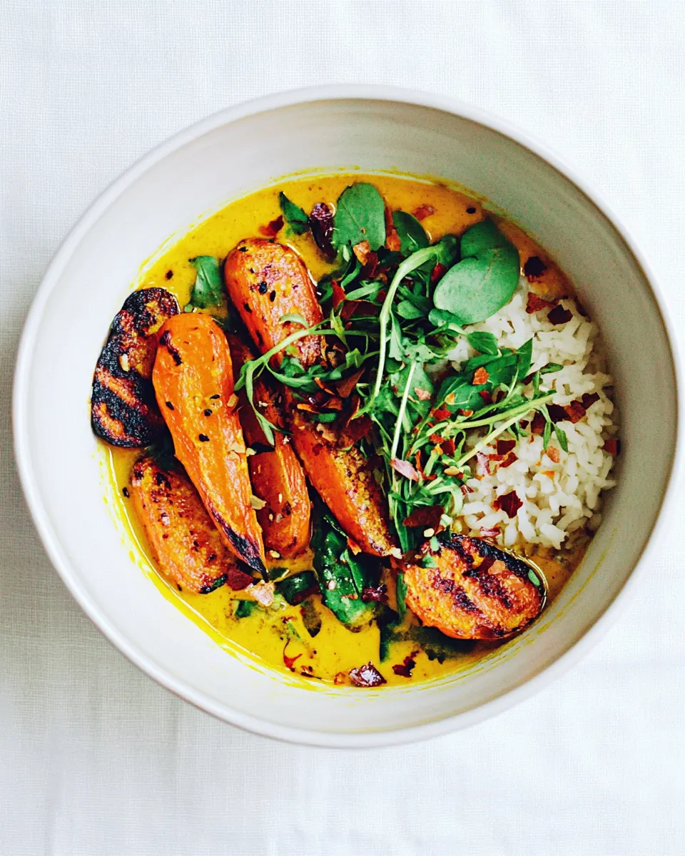 Roasted Carrots Rice with Zingy Turmeric Broth