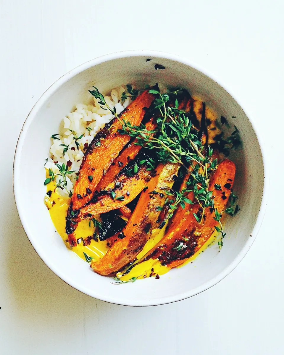 Roasted Carrots Rice with Zingy Turmeric Broth