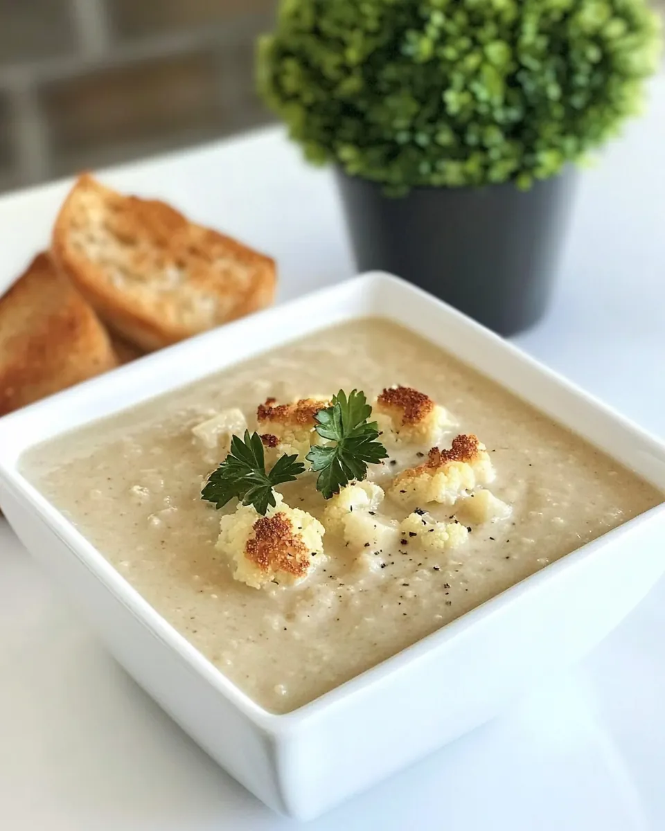 Roasted Cauliflower Cheddar Soup