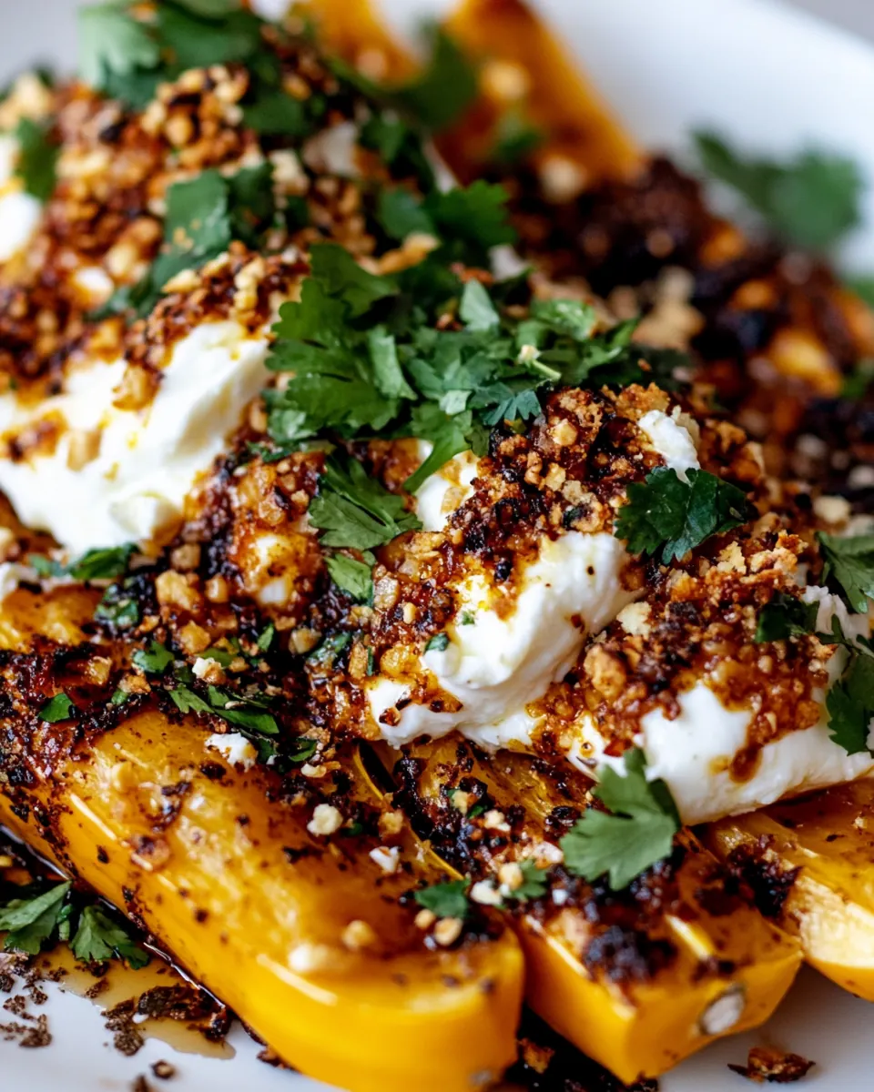 Roasted Delicata Squash with Chipotle Butter Burrata