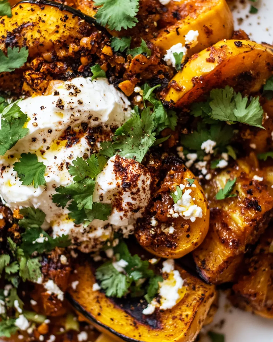 Roasted Delicata Squash with Chipotle Butter Burrata