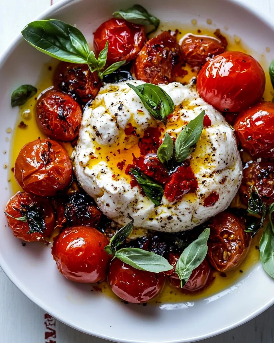 Roasted Garlic Tomato Burrata Caprese