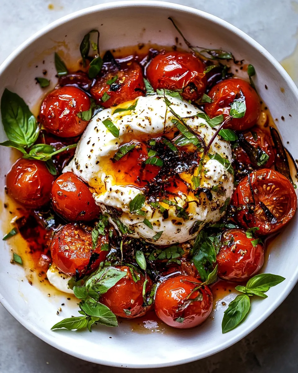 Roasted Garlic Tomato Burrata Caprese