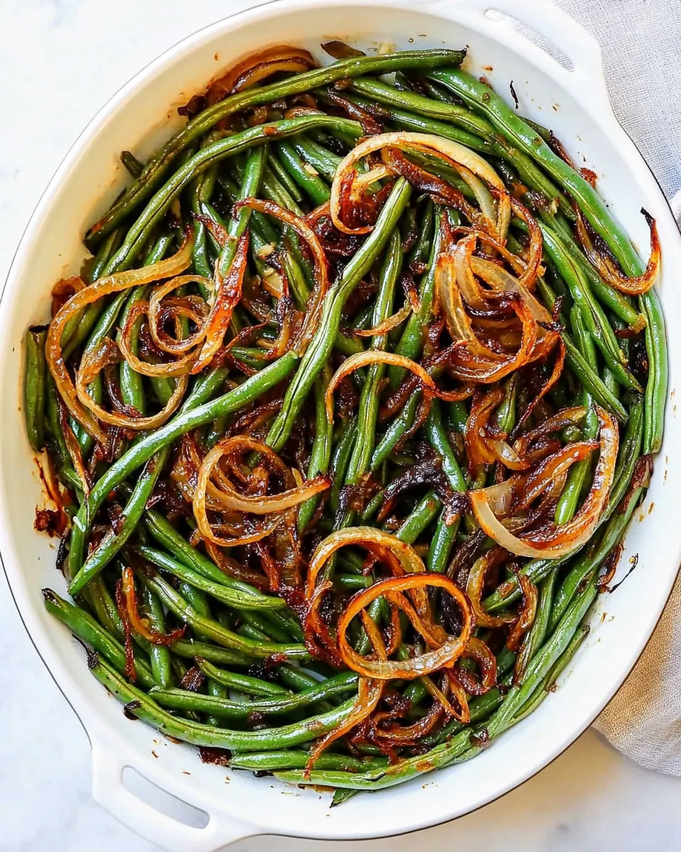 Roasted Green Beans with Caramelized Onions