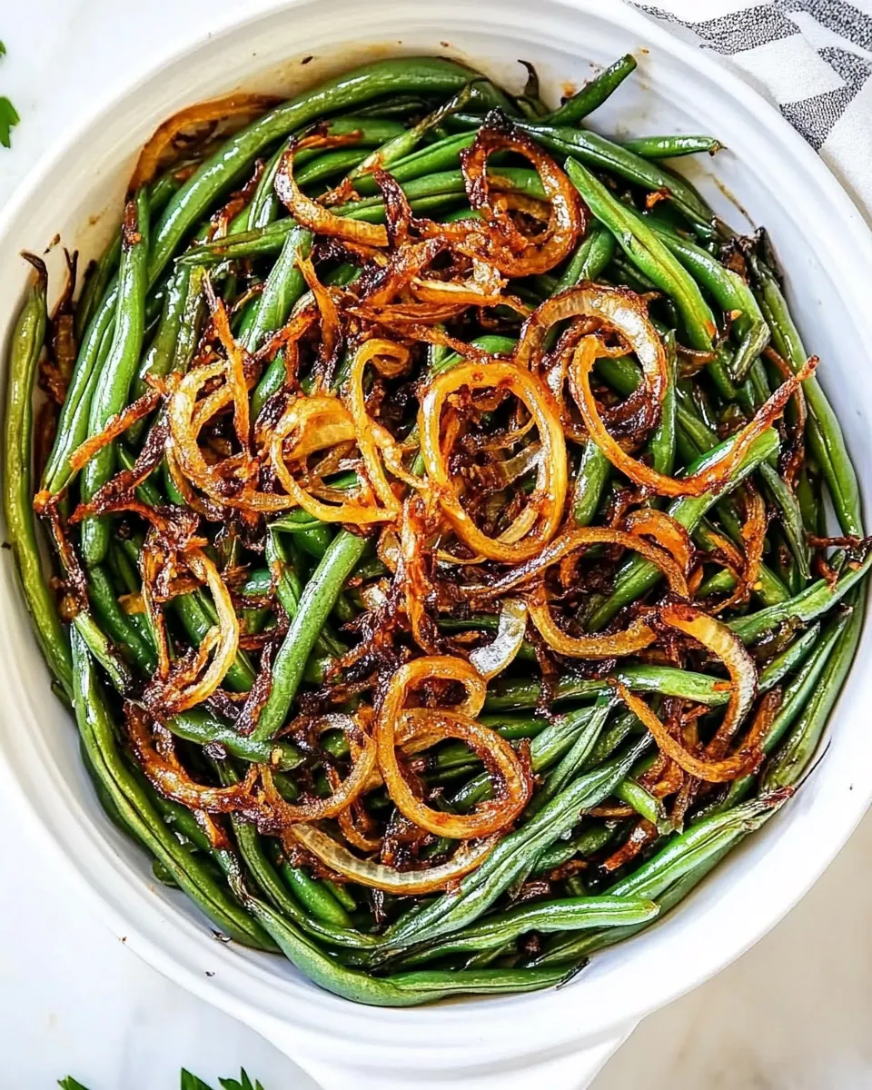Roasted Green Beans with Caramelized Onions
