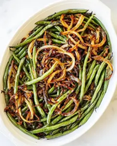 Roasted Green Beans with Caramelized Onions