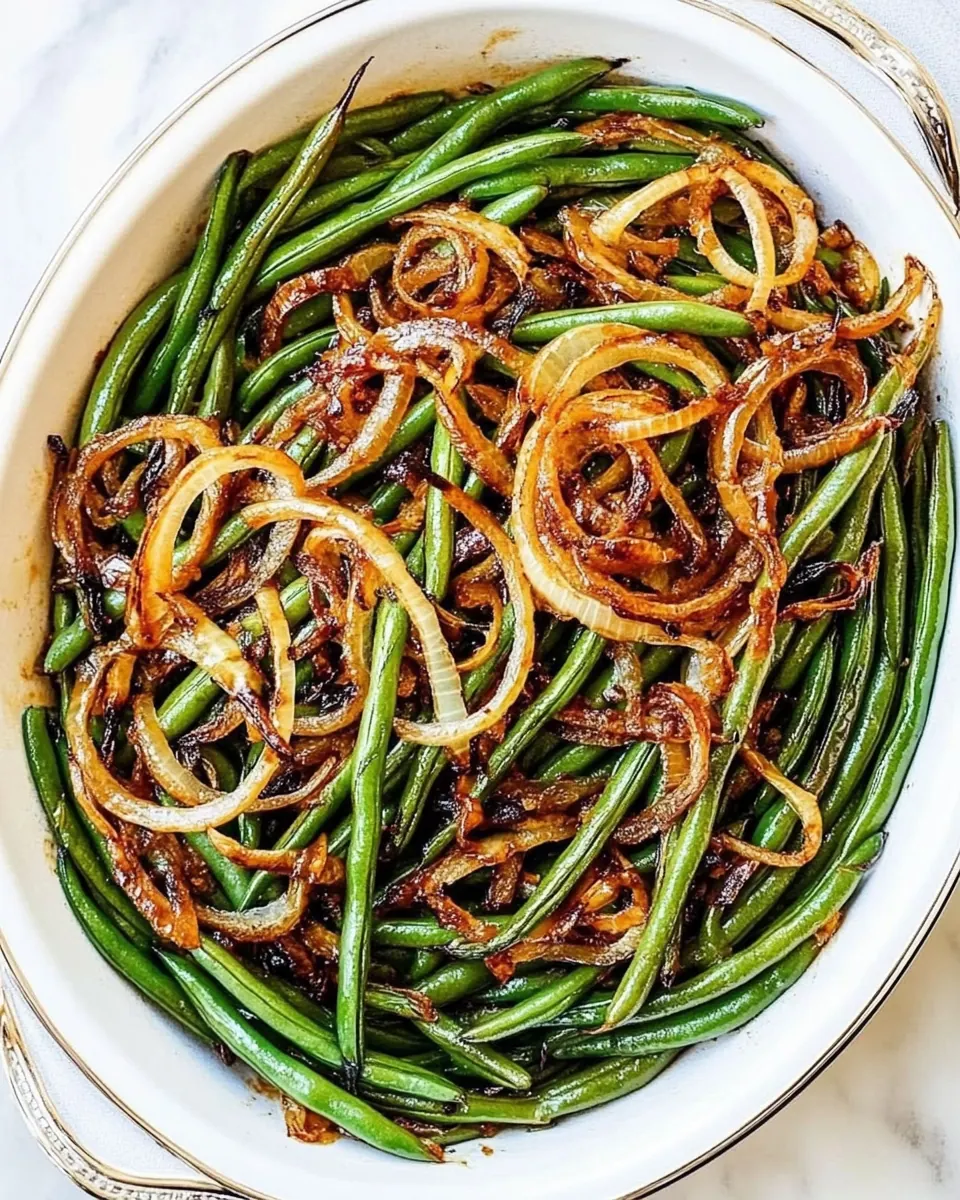 Roasted Green Beans with Caramelized Onions