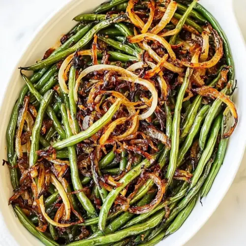 Roasted Green Beans with Caramelized Onions