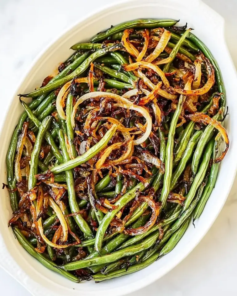 Roasted Green Beans with Caramelized Onions