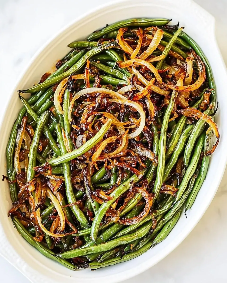 Roasted Green Beans with Caramelized Onions